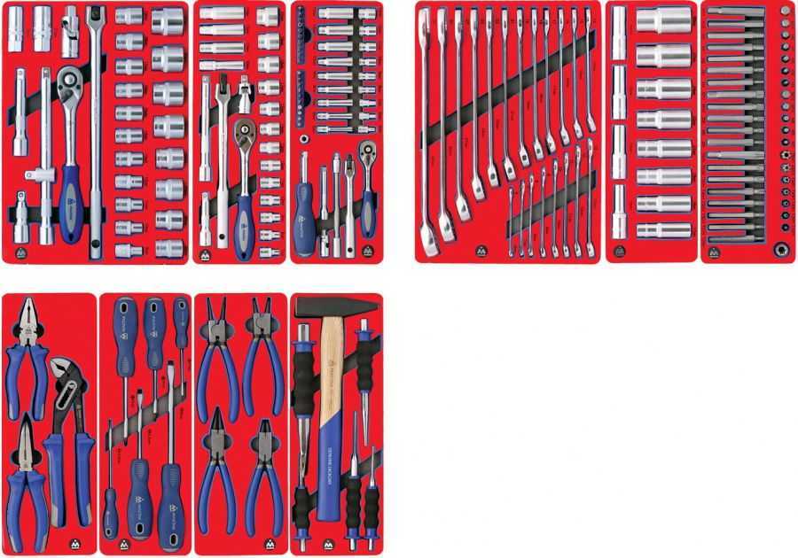 Набор инструментов "СТАНДАРТ" для тележки, 10 ложементов, 186 предметов МАСТАК 5-00186 Модули инструментов МАСТАК фото, изображение
